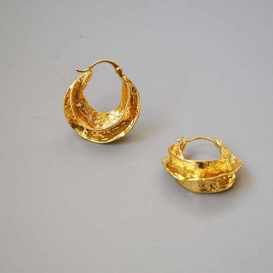 Hammered Gold Chunky Twisted Enamel Large Hoop Earrings for Women Girls
