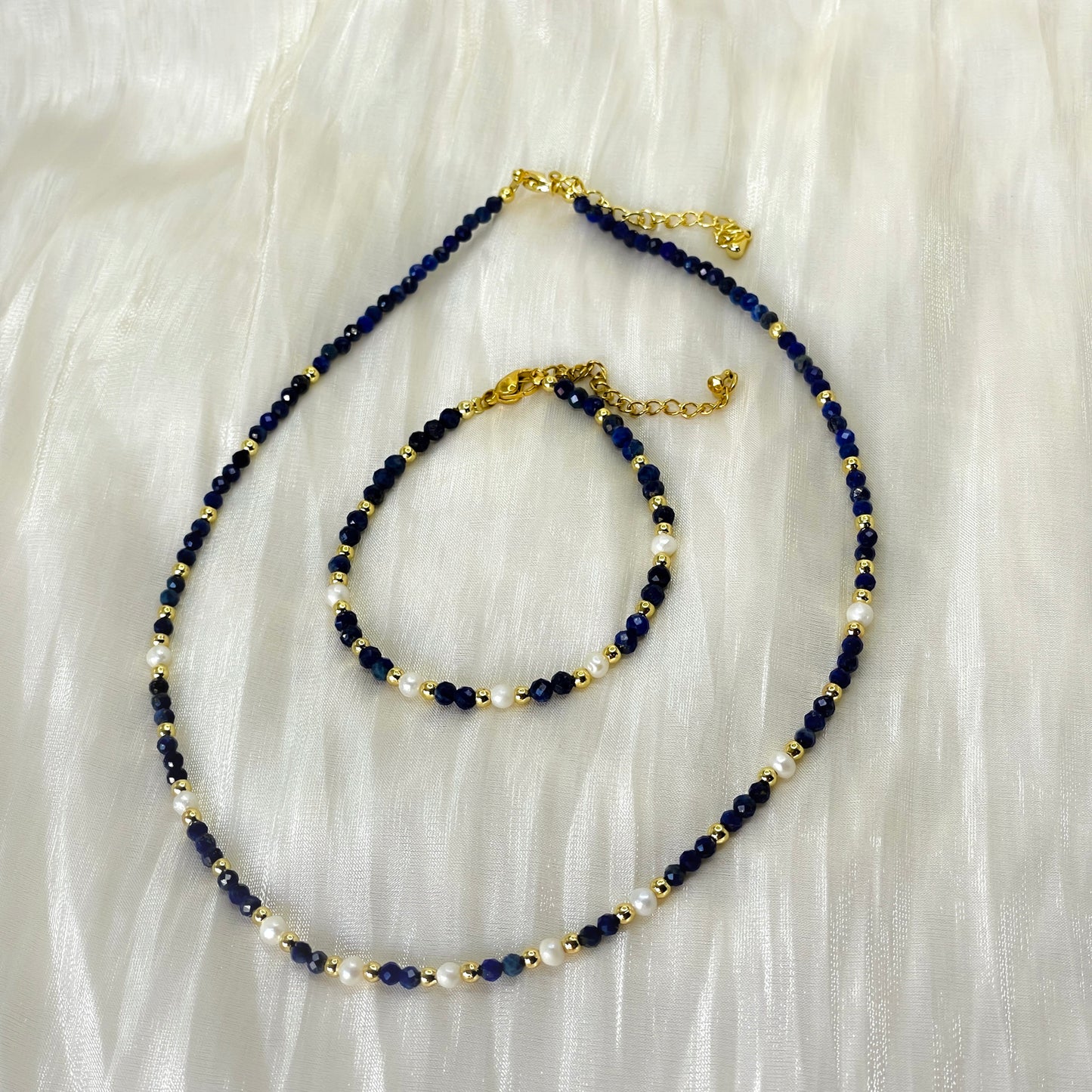 Midnight Muse – Freshwater Pearl and Lapis Lazuli Set