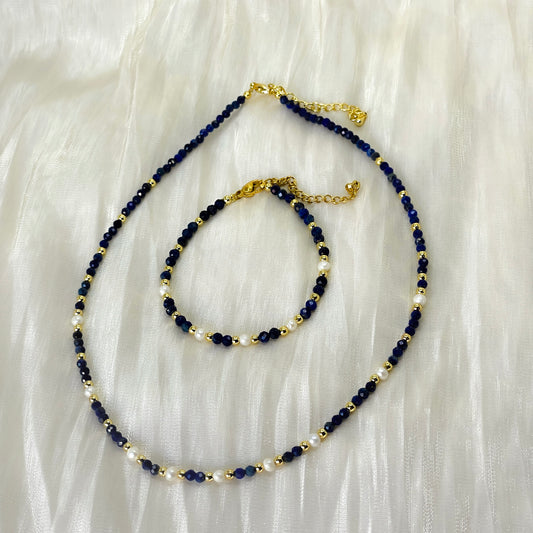 Midnight Muse – Freshwater Pearl and Lapis Lazuli Set