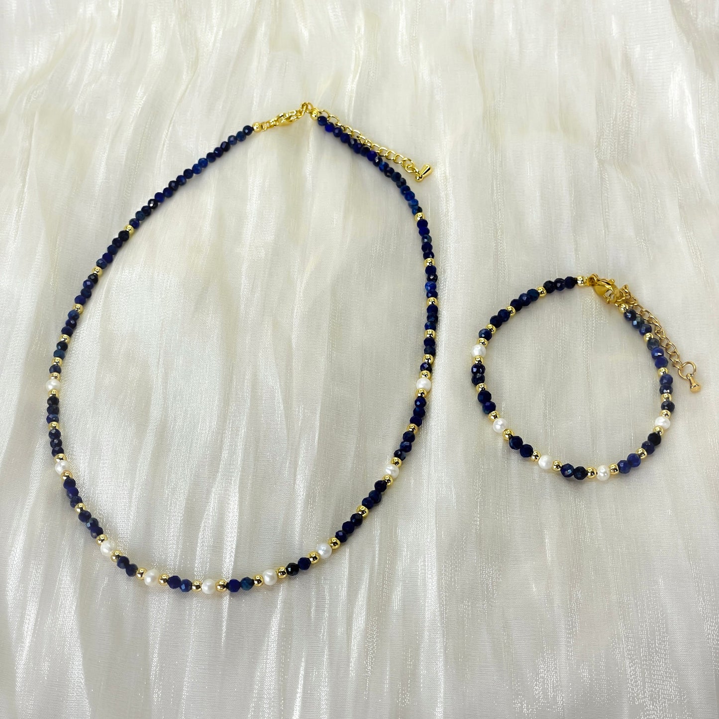 Midnight Muse – Freshwater Pearl and Lapis Lazuli Set