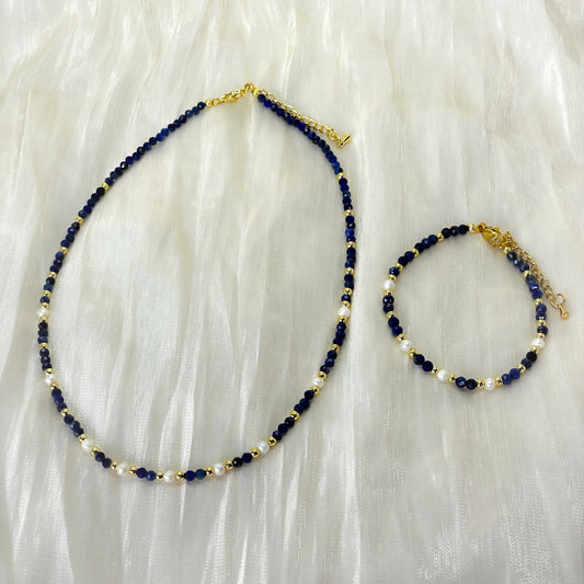Midnight Muse – Freshwater Pearl and Lapis Lazuli Set