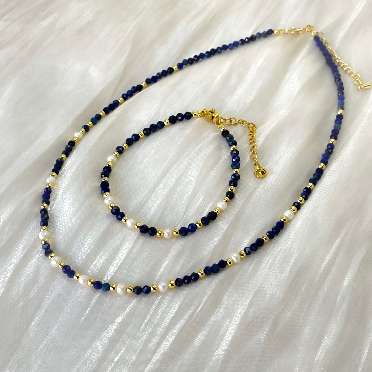 Midnight Muse – Freshwater Pearl and Lapis Lazuli Set