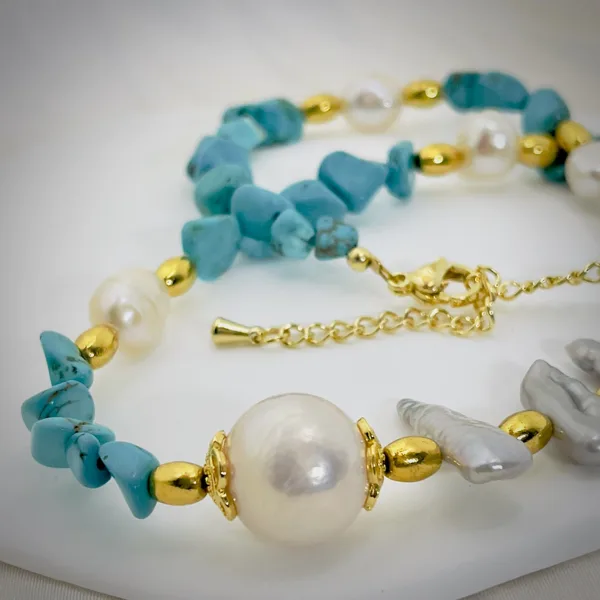 Turquoise & Baroque Pearl Necklace, photo 8