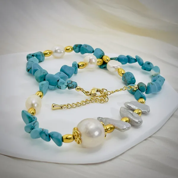 Turquoise & Baroque Pearl Necklace, photo 6