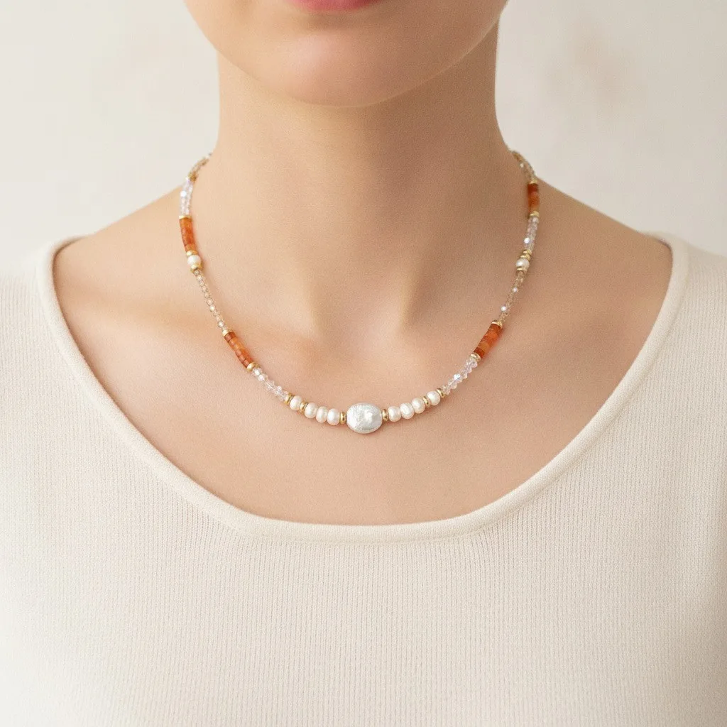 Mixed Gemstone & Pearl Necklace