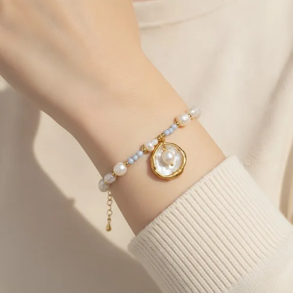 Pearl & Blue Bead Bracelet, photo 1