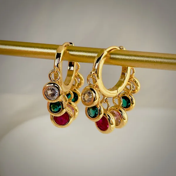 Colourful Stone Huggie Hoops, photo 2