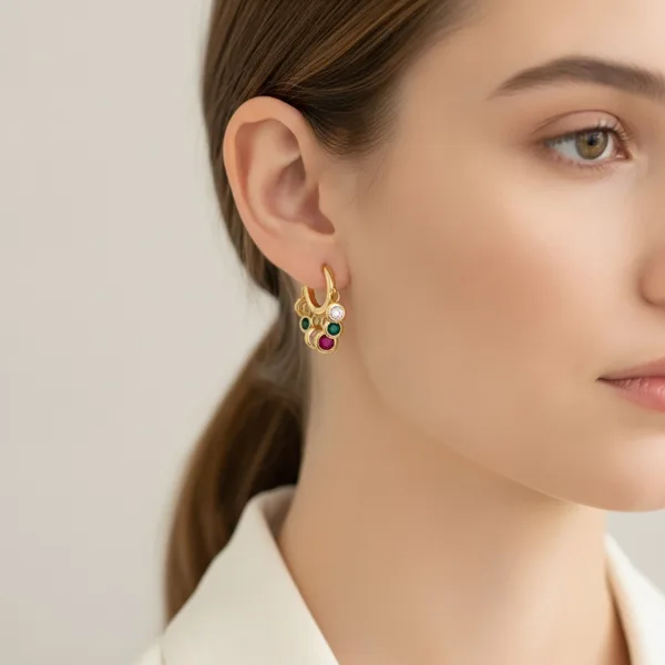 Colourful Stone Huggie Hoops, photo 1
